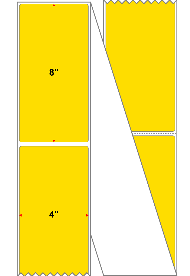 Fanfolded - 4 X 8 Premium Paper Thermal Transfer Label - Pantone Yellow Yellow - Permanent
