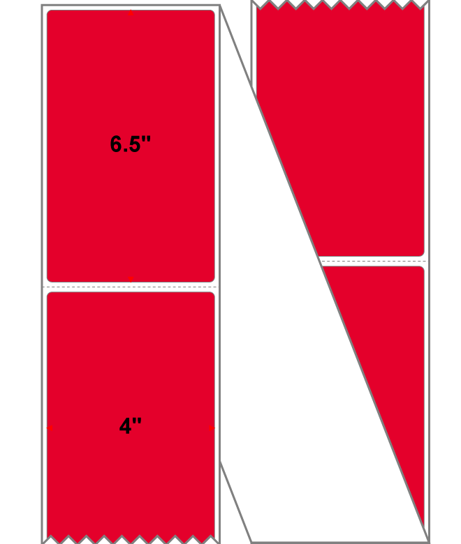 Fanfolded - 4 X 6.5 Premium Paper Direct Thermal Label - PMS 185 Red 185 - Permanent