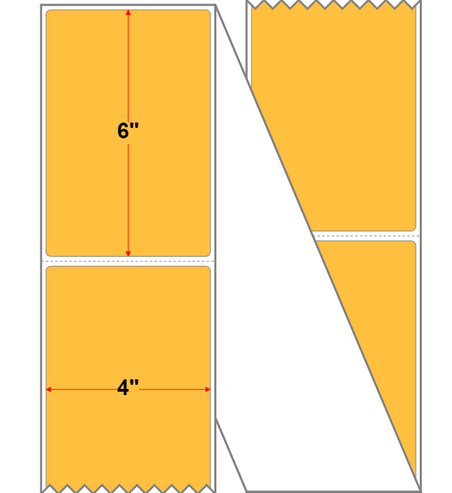Fanfolded - 4 X 6 Premium Paper Thermal Transfer Label - Light Orange 136 - Permanent