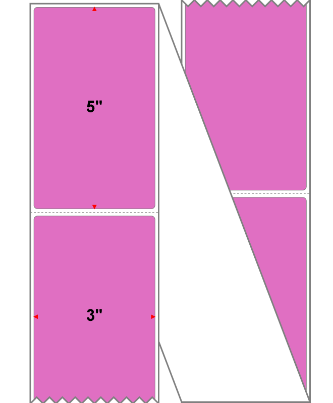 Fanfolded - 3 X 5 Premium Paper Direct Thermal Label - PMS 2385 Purple/Red 2385 - Permanent