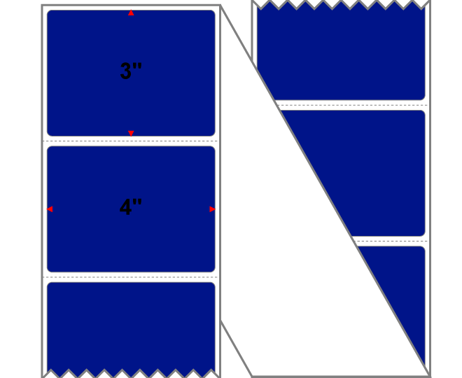 Fanfolded - 4 X 3 Premium Paper Direct Thermal Label - PMS Reflex Blue Reflex Blue - Permanent
