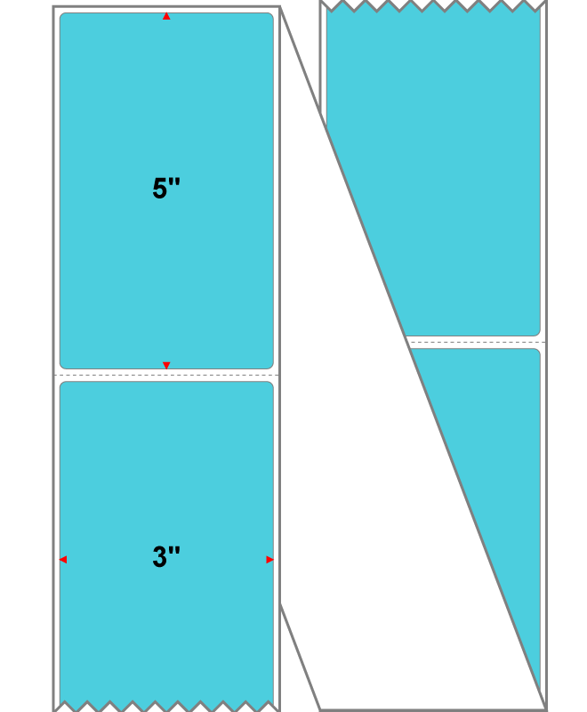 Fanfolded - 3 X 5 Premium Paper Direct Thermal Label - PMS 3105 Light Aqua 3105 - Permanent