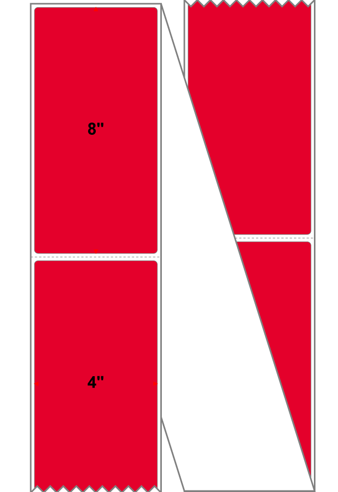 Fanfolded - 4 X 8 Premium Paper Direct Thermal Label - PMS 185 Red 185 - Permanent