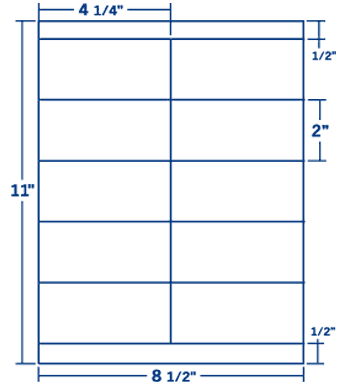 4.25" X 2" Laser/Inkjet Label-10 Per Sheet, 250 Sheets Per Pack, White, Permanent