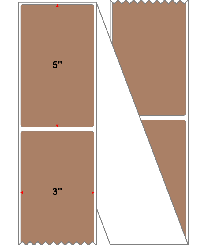 Fanfolded - 3 X 5 Premium Paper Direct Thermal Label - PMS 479 Brown 479 - Permanent