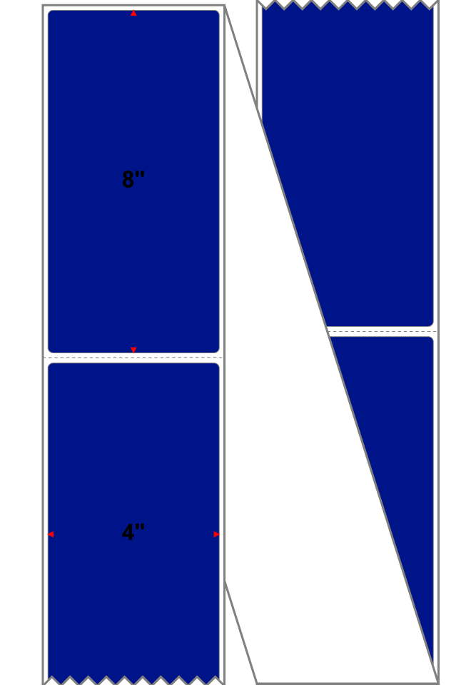 Fanfolded - 4 X 8 Premium Paper Direct Thermal Label - PMS Reflex Blue Reflex Blue - Permanent