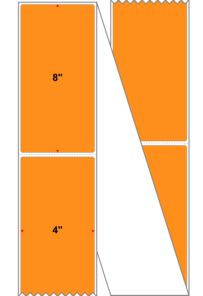 Fanfolded - 4 X 8 Premium Paper Direct Thermal Label - PMS 1495 Orange/Peach 1495 - Permanent