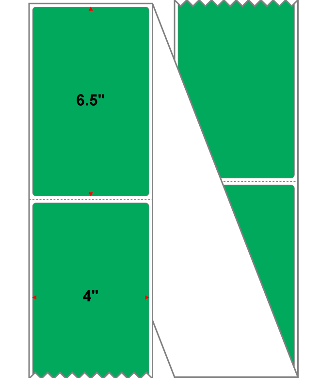 Fanfolded - 4 X 6.5 Premium Paper Direct Thermal Label - PMS 354 Green 354 - Permanent