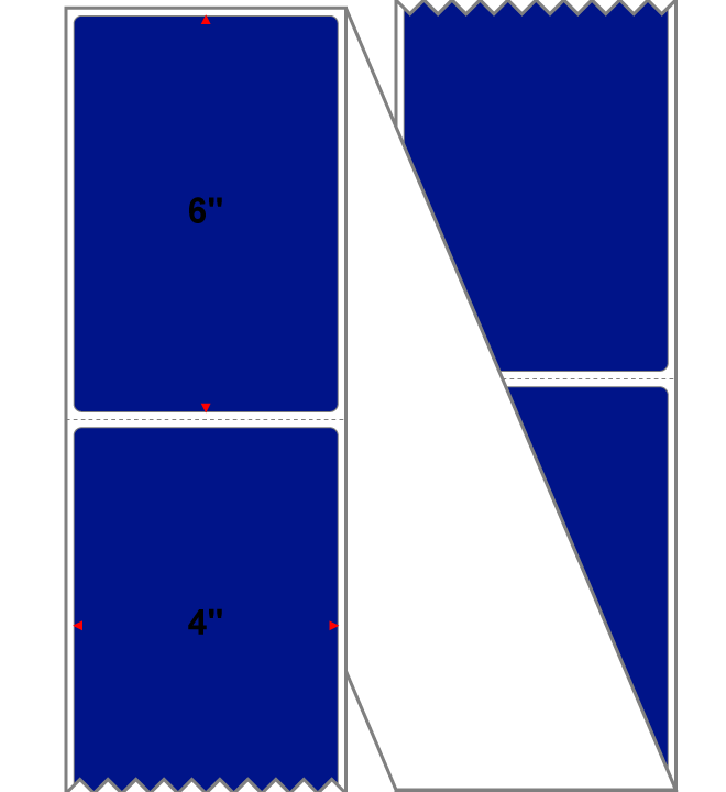 Fanfolded - 4 X 6 Premium Paper Direct Thermal Label - PMS Reflex Blue Reflex Blue - Permanent