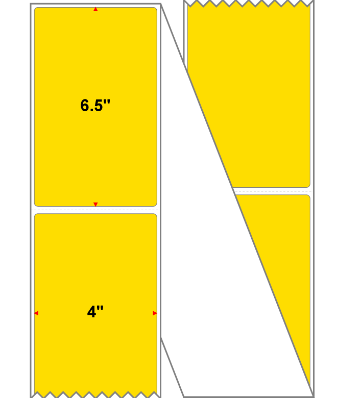 4 X 6 Premium Paper Direct Thermal Label - Perforated - Pantone Yellow Yellow - 4" Roll - Permanent