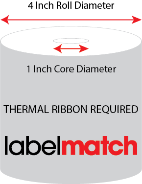 4 X 2 Premium Paper Thermal Transfer Label - Perforated - Fluorescent Green 802 - 4" Roll - Permanent