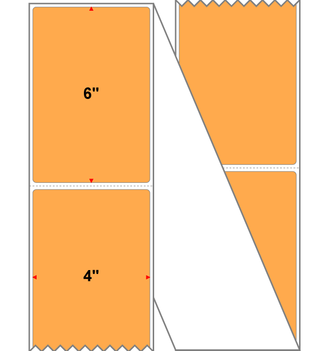 Fanfolded - 4 X 6 Premium Paper Thermal Transfer Label - Fluorescent Orange 804 - Permanent