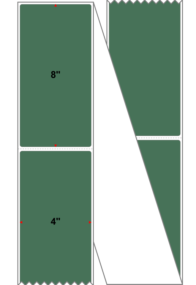 Fanfolded - 4 X 8 Premium Paper Direct Thermal Label - PMS 349 Forest Green 349 - Permanent