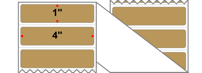 Fanfolded - 4 X 1 Premium Paper Thermal Transfer Label - PMS 465 Cardboard Brown 465 - Permanent