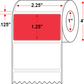 2.25 X 1.25 Premium Paper Direct Thermal Label - Perforated - Red 32 - 4" Roll - Permanent