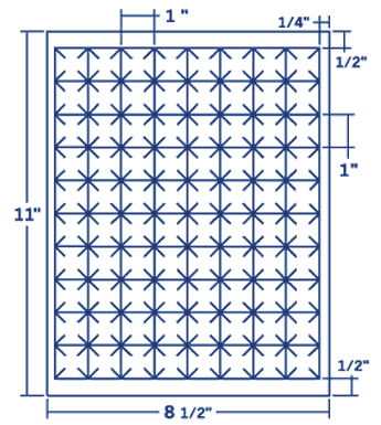1" X 1" Laser/Inkjet Label-80 Per Sheet, 250 Sheets Per Pack, White, Permanent