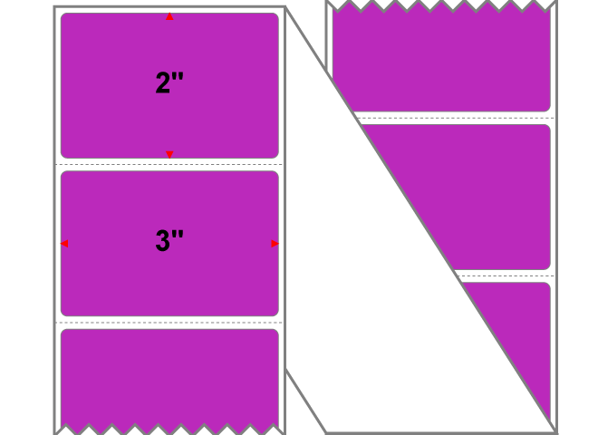 Fanfolded - 3 X 2 Premium Paper Thermal Transfer Label - Pantone Purple Pantone Purple - Permanent