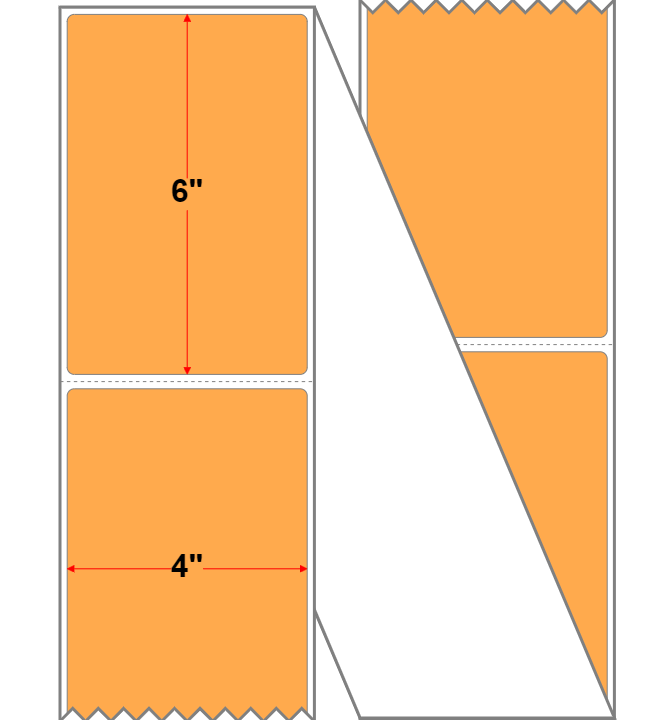 Fanfolded - 4 X 6 Premium Paper Direct Thermal Label - FL Orange 804 - Permanent