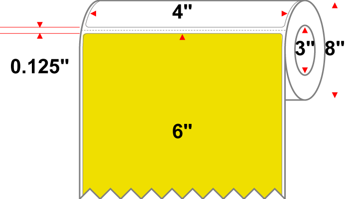 4 X 6 Premium Paper Direct Thermal Label - Perforated - PMS 3955 Yellow/Green 3955 - 8" Roll - Permanent