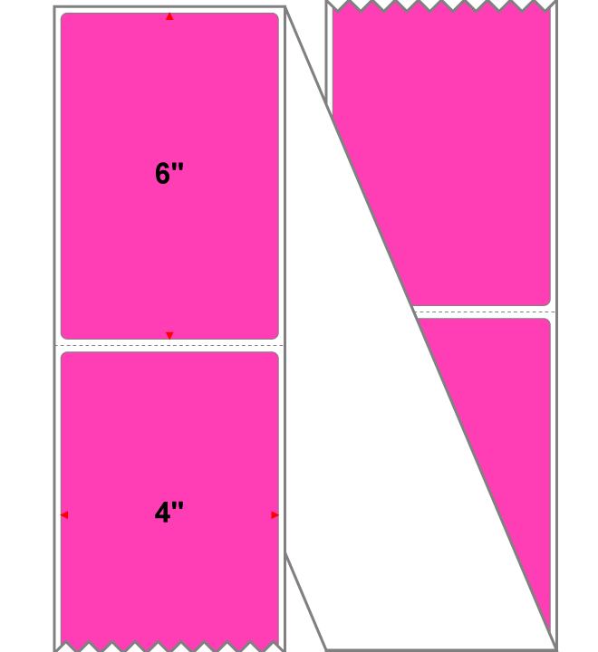 Fanfolded - 4 X 6 Premium Paper Thermal Transfer Label - Fluorescent Pink 806 - Permanent