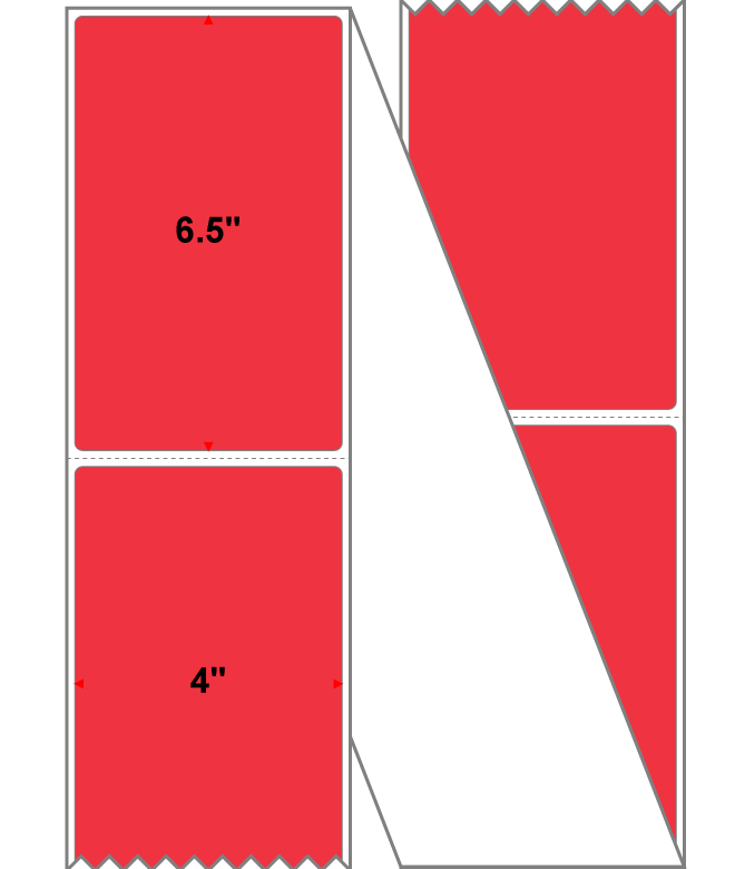 Fanfolded - 4 X 6.5 Premium Paper Direct Thermal Label - PMS 032 Red 32 - Permanent