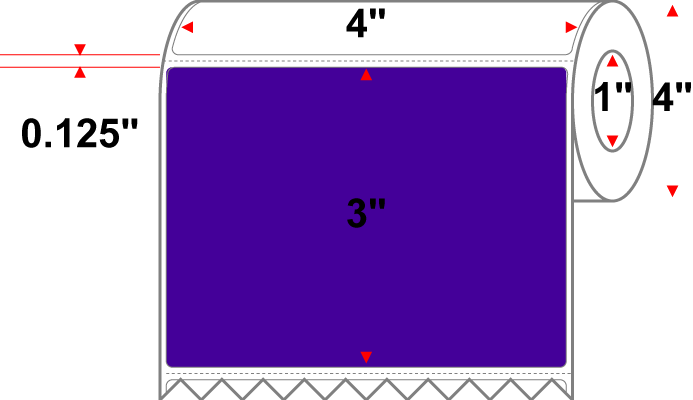 4 X 3 Premium Paper Direct Thermal Label - Perforated - Pantone Violet (Dark) Pantone Violet (Dark) - 4" Roll - Permanent