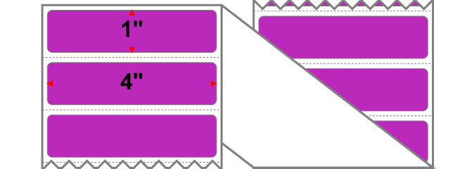 Fanfolded - 4 X 1 Premium Paper Thermal Transfer Label - Pantone Purple Pantone Purple - Permanent