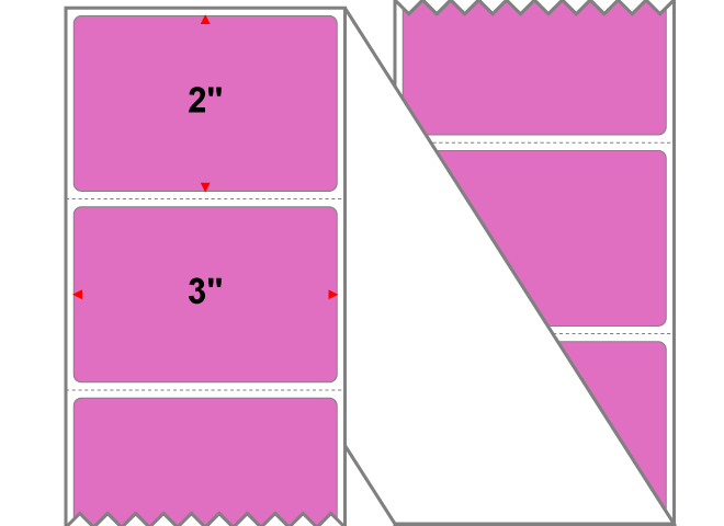 Fanfolded - 3 X 2 Premium Paper Thermal Transfer Label - PMS 2385 Purple/Red 2385 - Permanent