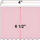 4 X 6.5 Premium Paper Thermal Transfer Label - Perforated - Pastel Pink 196 - 8" Roll - Permanent