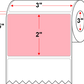 3 X 2 Premium Paper Thermal Transfer Label - Perforated - Pink 176 - 8" Roll - Permanent