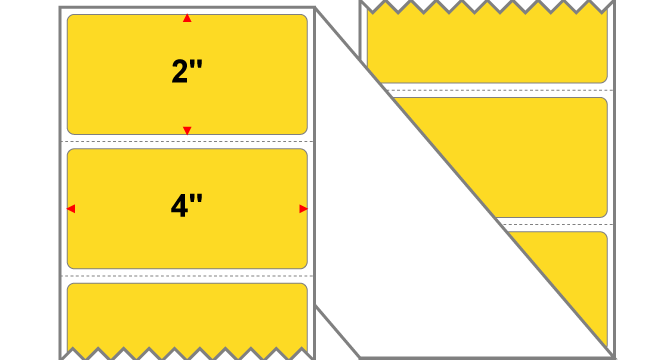 Fanfolded - 4 X 2 Premium Paper Thermal Transfer Label - PMS 115 Yellow/Orange 115 - Permanent