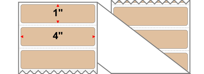 Fanfolded - 4 X 1 Premium Paper Direct Thermal Label - PMS 726 Brown 726 - Permanent