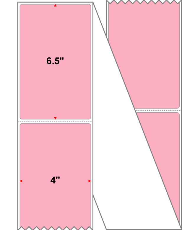 Fanfolded - 4 X 6.5 Premium Paper Thermal Transfer Label - PMS 1767 Pink 1767 - Permanent