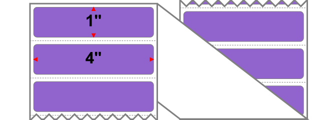 Fanfolded - 4 X 1 Premium Paper Thermal Transfer Label - PMS 265 Medium Violet 265 - Permanent