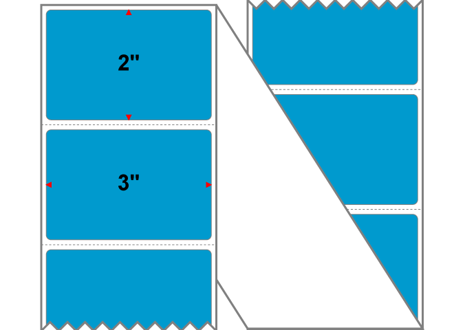 Fanfolded - 3 X 2 Premium Paper Thermal Transfer Label - Fluorescent Blue 801 - Permanent