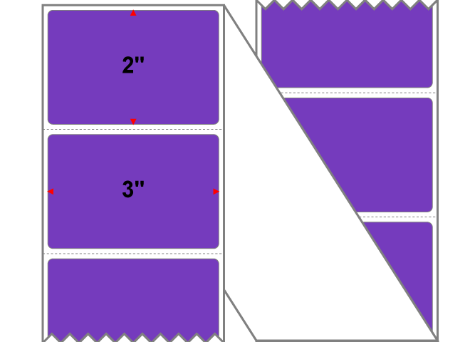 Fanfolded - 3 X 2 Premium Paper Direct Thermal Label - PMS 266 Violet 266 - Permanent