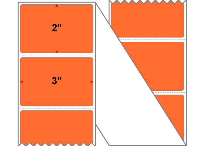 Fanfolded - 3 X 2 Premium Paper Thermal Transfer Label - PMS 021 Orange 21 - Permanent