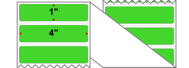 Fanfolded - 4 X 1 Premium Paper Thermal Transfer Label - Fluorescent Green 802 - Permanent