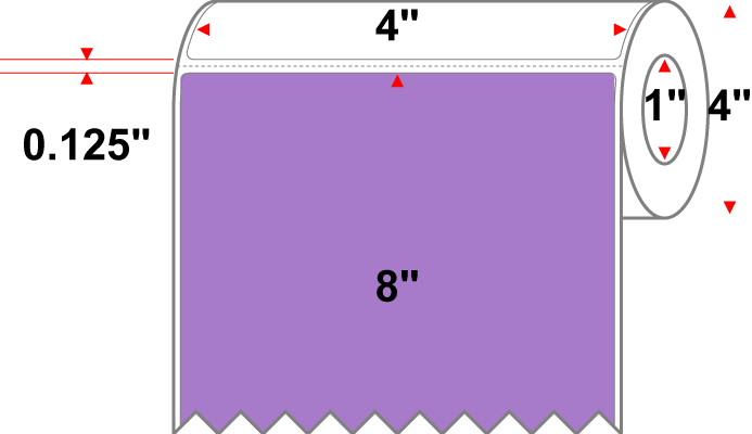4 X 8 Premium Paper Thermal Transfer Label - Perforated - PMS 2577 Light Violet 2577 - 4" Roll - Permanent