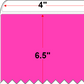 4 X 6.5 Premium Paper Thermal Transfer Label - Perforated - FL Pink 806 - 8" Roll - Permanent