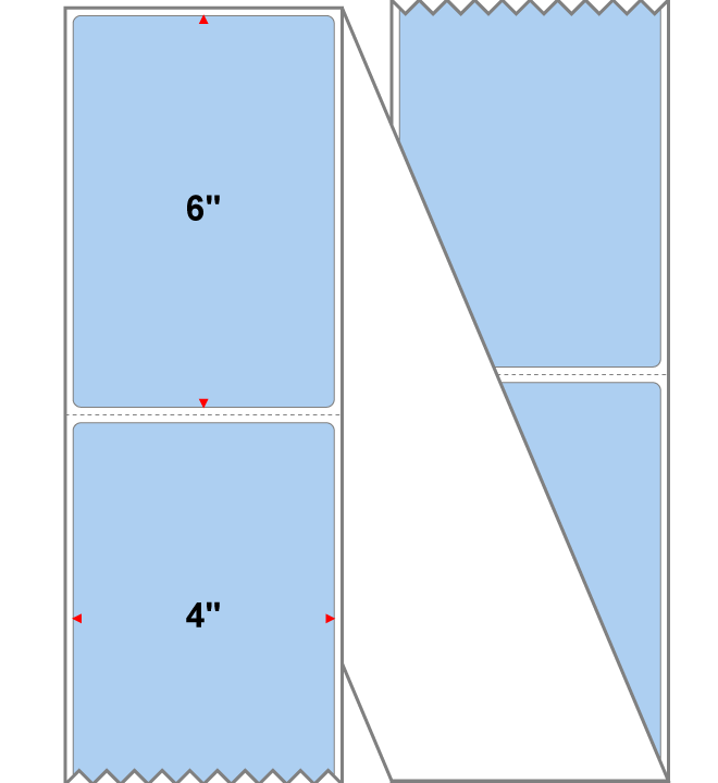 Fanfolded - 4 X 6 Premium Paper Thermal Transfer Label - PMS 277 Light Blue 277 - Permanent