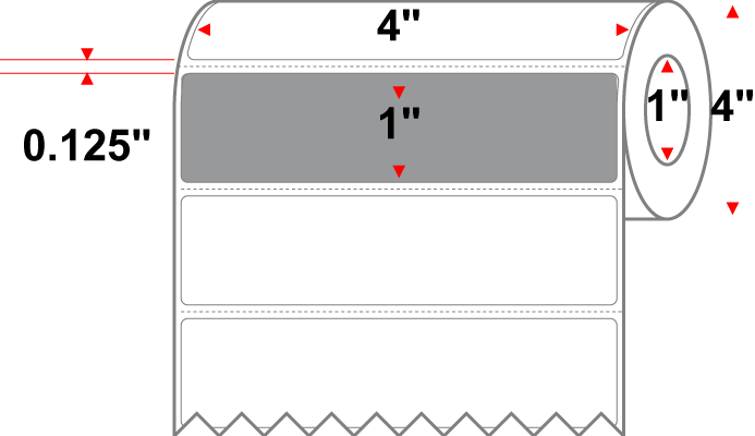 4 X 1 Premium Paper Direct Thermal Label - Perforated - PMS Cool Gray 7 (Dark) Gray 7 - 4" Roll - Permanent