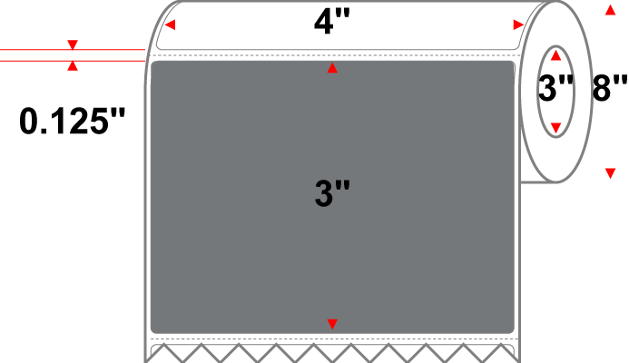 4 X 3 Premium Paper Direct Thermal Label - Perforated - PMS Cool Gray 9 (Very Dark) Gray 9 - 8" Roll - Permanent