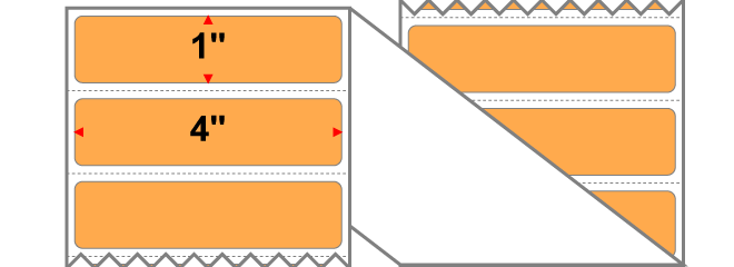Fanfolded - 4 X 1 Premium Paper Thermal Transfer Label - Fluorescent Orange 804 - Permanent