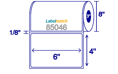 6 X 4 Economy Paper Thermal Transfer Label - Perforated - White - 8" Roll - Permanent