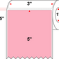 3 X 5 Premium Paper Thermal Transfer Label - Perforated - PMS 1767 Pink 1767 - 4" Roll - Permanent