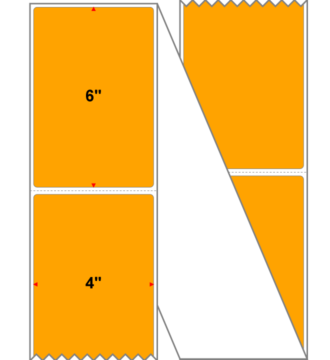 Fanfolded - 4 X 6 Premium Paper Thermal Transfer Label - PMS 135 Pastel Orange 135 - Permanent