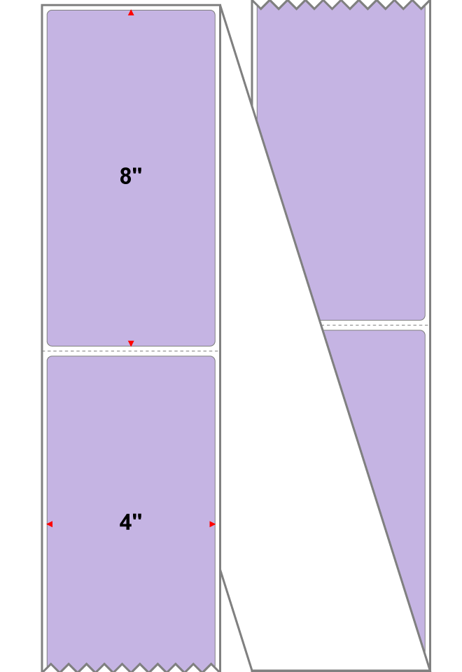 Fanfolded - 4 X 8 Premium Paper Direct Thermal Label - PMS 2635 Lavender/Light Purple 2635 - Permanent
