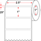 2.5 X 1 Premium Paper Direct Thermal Label - Perforated - White - 5" Roll - Permanent