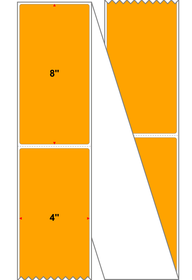 Fanfolded - 4 X 8 Premium Paper Direct Thermal Label - PMS 135 Pastel Orange 135 - Permanent